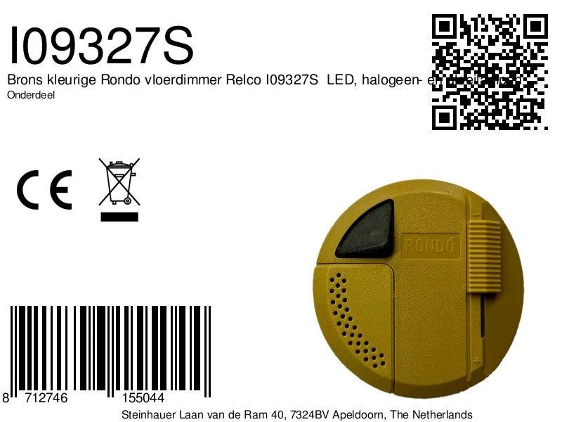 Steinhauer Onderdeel | Brons Kleurige Rondo Vloerdimmer Relco Led, Halogeen- En Gloeilampen