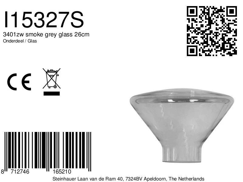 Steinhauer Onderdeel | 3401Zw Smoke Grey Glass 26Cm