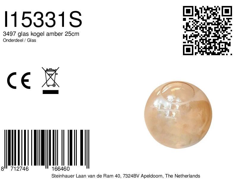 Steinhauer Onderdeel | 3497 Glas Kogel Amber 25Cm