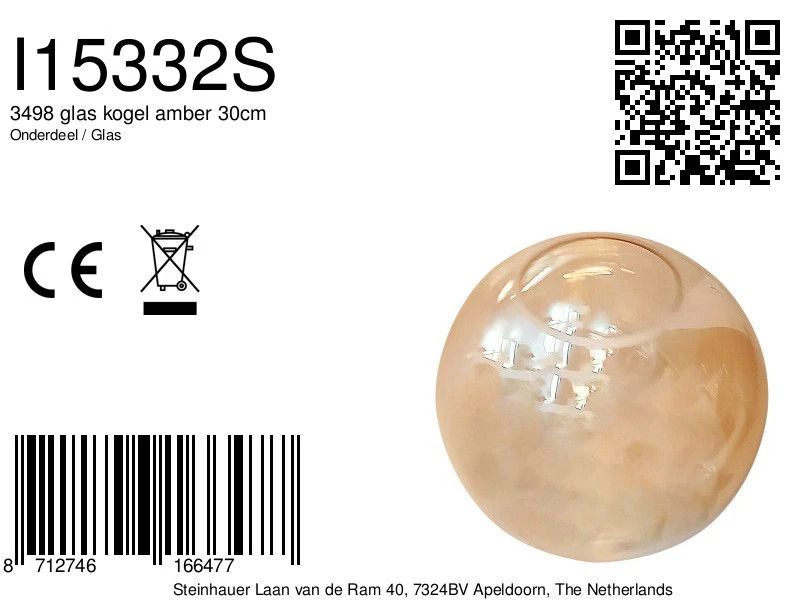 Steinhauer Onderdeel | 3498 Glas Kogel Amber 30Cm