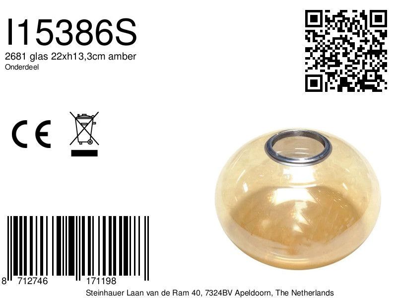 Steinhauer Onderdeel | 2681 Glas 22Xh13,3Cm Amber