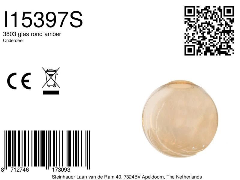 Steinhauer Onderdeel | 3803 Glas Rond Amber
