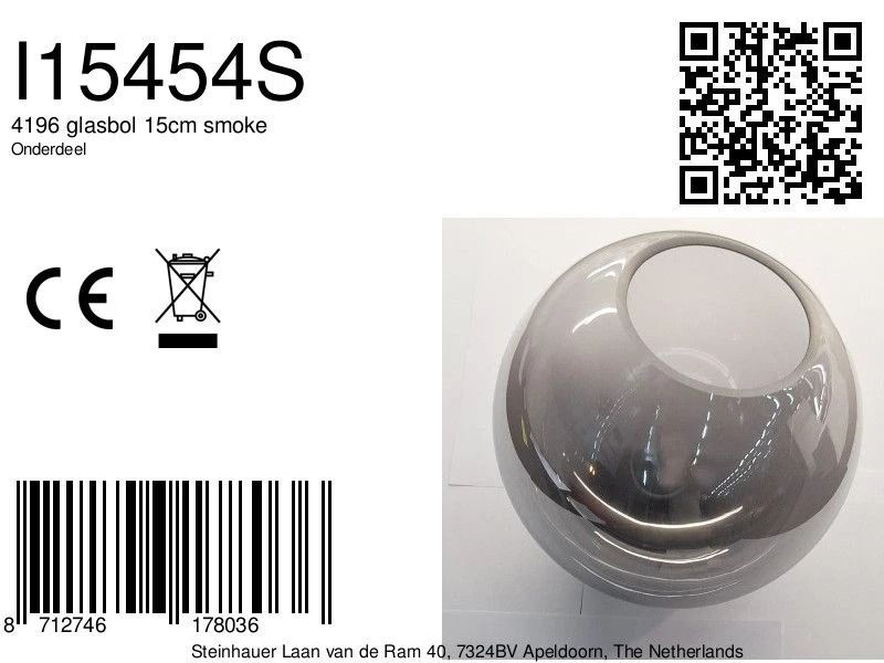Steinhauer Onderdeel | 4196 Glasbol 15Cm Smoke