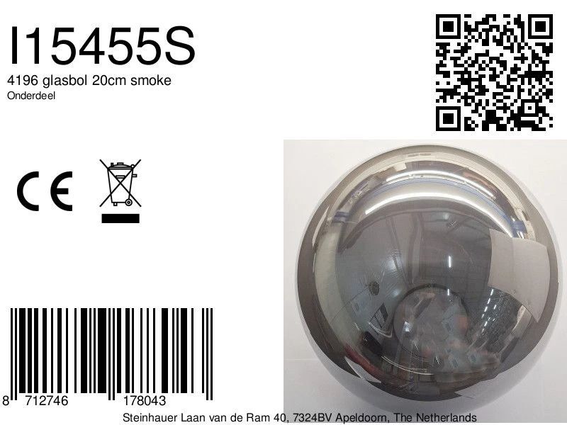 Steinhauer Onderdeel | 4196 Glasbol 20Cm Smoke