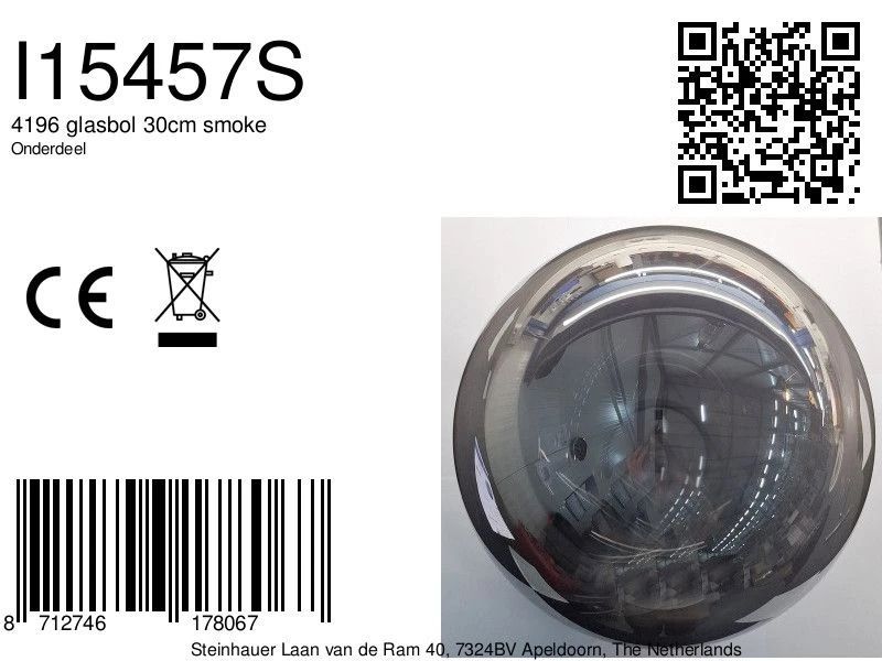 Steinhauer Onderdeel | 4196 Glasbol 30Cm Smoke