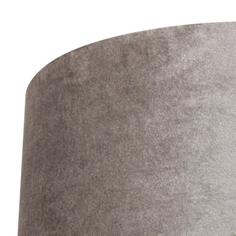 Steinhauer Lampenkap | Grijs/Taupe Velours Lampenkap ⌀40Cm Met E27 Support