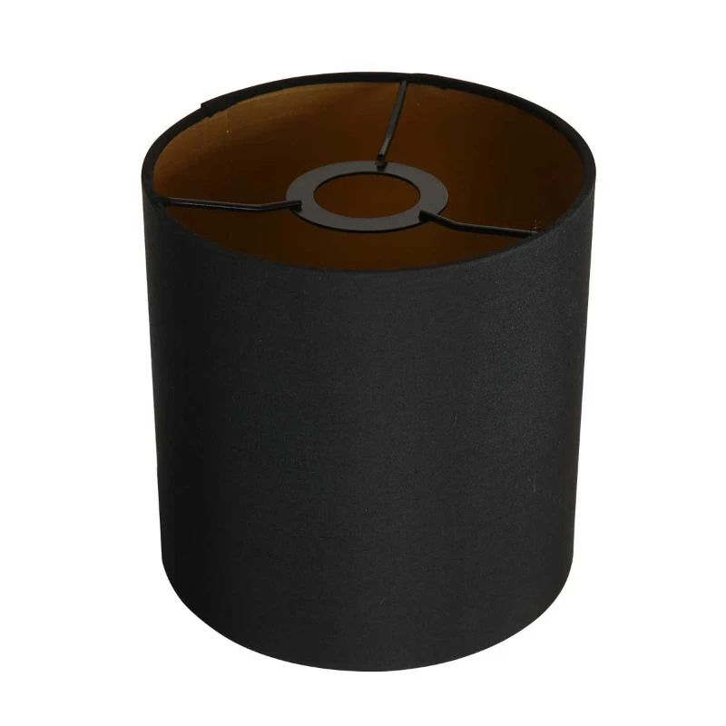 Mexlite Lampenkap | Zwart Fijn Linnen Lampenkap Met E27 Support En Goudkleurige Binnenkant