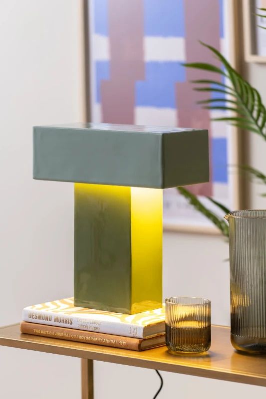 Leitmotiv Grato Recto LED Tafellamp | 1x E14 15W | Jungle green & grayed jade