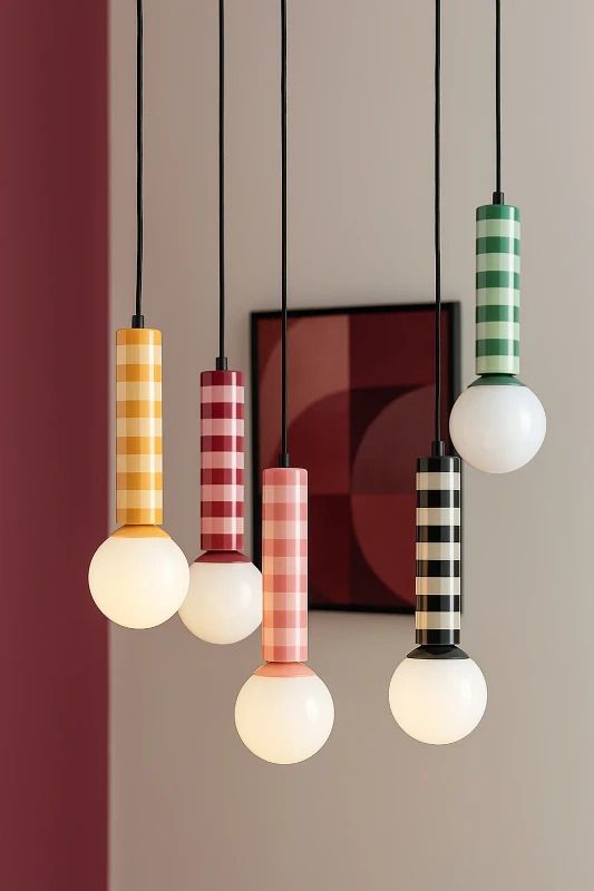Leitmotiv Rayado LED Hanglamp | 1x E14 15W | Jungle green & grayed jade
