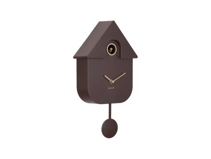 Karlsson Modern Cuckoo Wandklok | Met Koekoeksklok | 21.5x41x8.5cm | Earth bruin