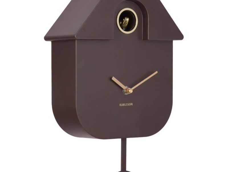 Karlsson Modern Cuckoo Wandklok | Met Koekoeksklok | 21.5x41x8.5cm | Earth bruin