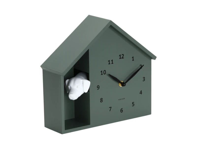 Karlsson Peeking Doggy Wandklok | Ø24.9cm | Jungle groen