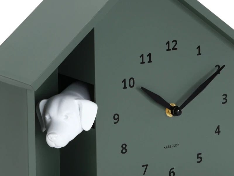Karlsson Peeking Doggy Wandklok | Ø24.9cm | Jungle groen