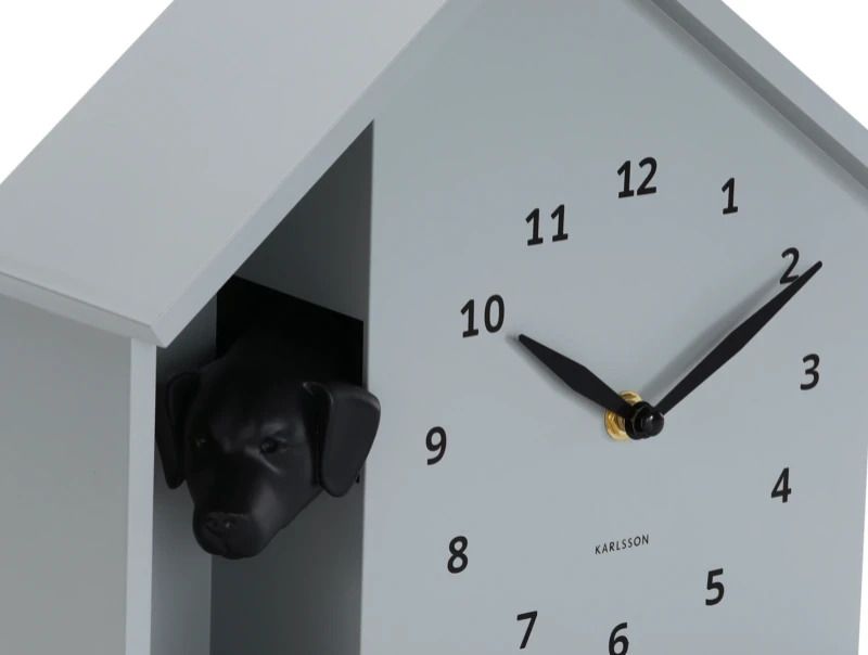 Karlsson Peeking Doggy Wandklok | Ø24.9cm | Mouse grijs