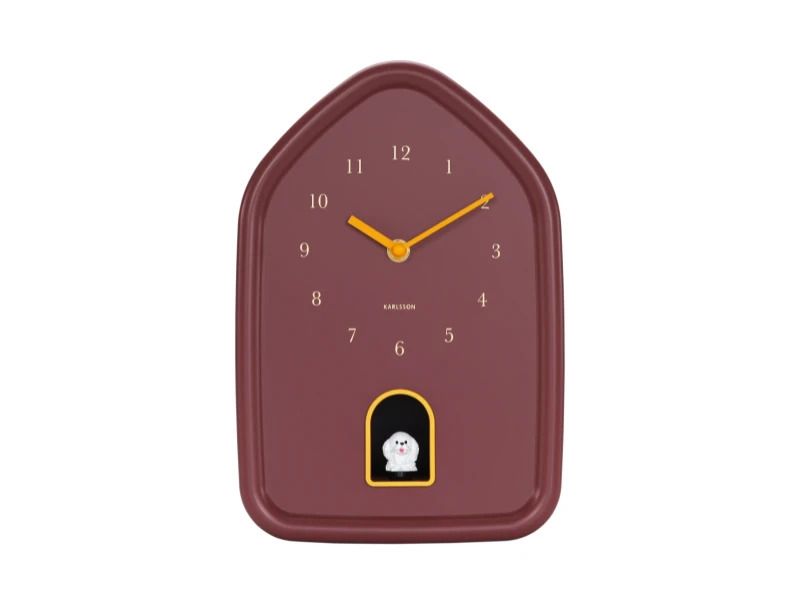 Karlsson Modern Doggy Wandklok | Ø29.1cm | Burgundy rood