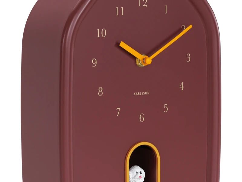 Karlsson Modern Doggy Wandklok | Ø29.1cm | Burgundy rood