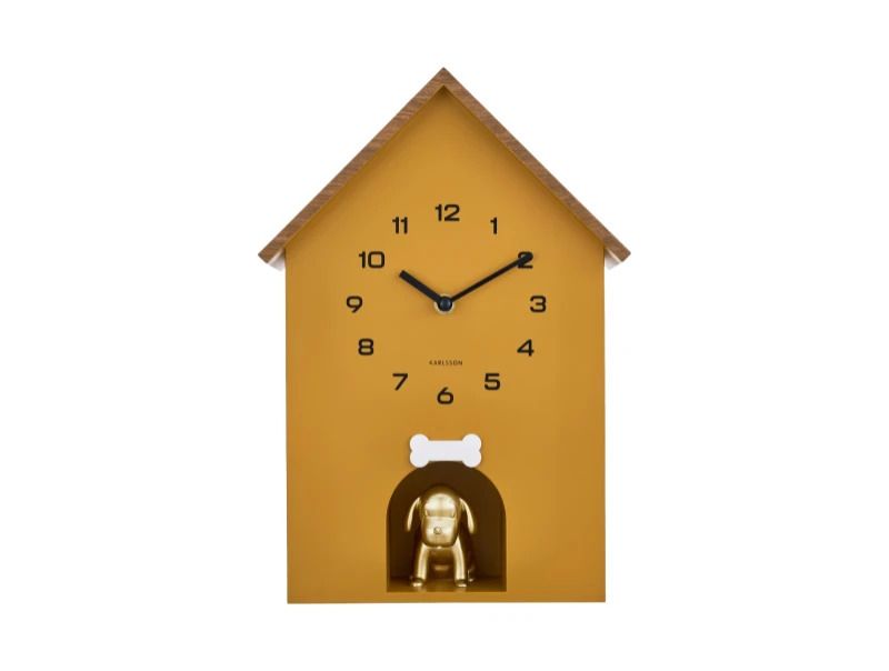 Karlsson Dog House Wandklok | 26.5x36.5x11.5cm | Ochre geel