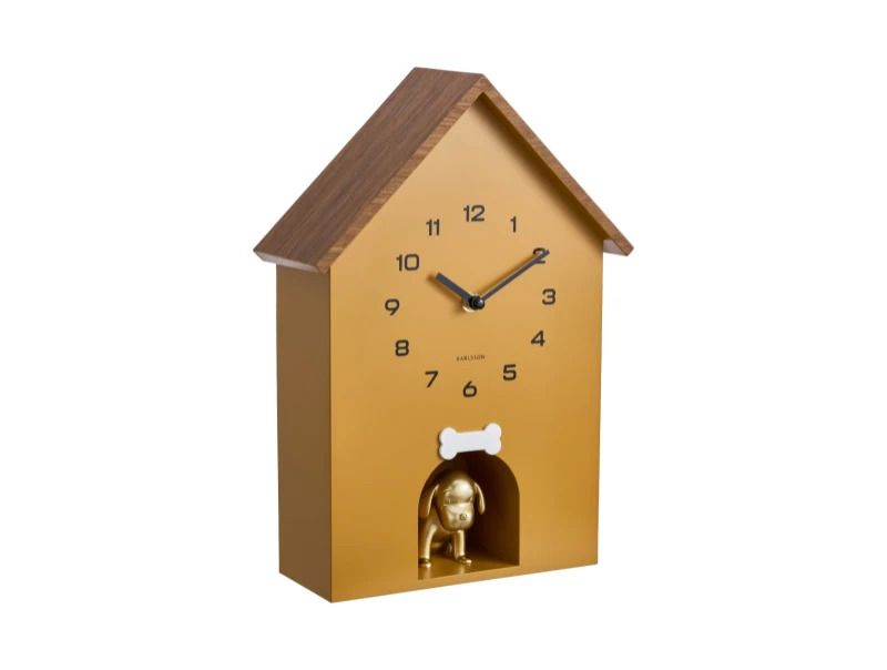 Karlsson Dog House Wandklok | 26.5x36.5x11.5cm | Ochre geel