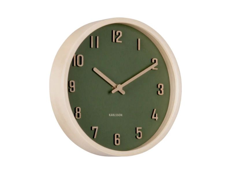 Karlsson Nervadura Wandklok | Ø22cm | Dark green w. light hout