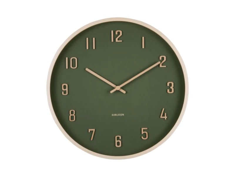 Karlsson Nervadura Wandklok | Ø40.8cm | Dark green w. light hout