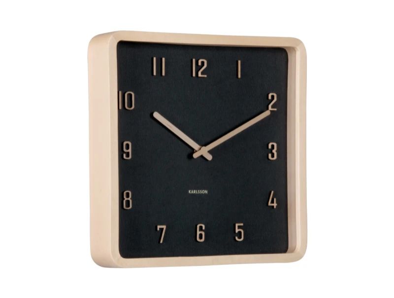 Karlsson Nervadura Wandklok | 26x26x5.3cm | Black w. light hout