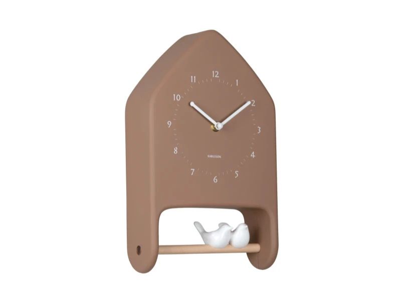 Karlsson Love Birds Wandklok | 20x32x7.1cm | Mocha bruin