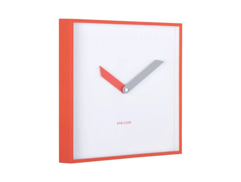Karlsson Cool Retro Cuadrado Wandklok | 28.3x28.3x4.1cm | Scarlet rood
