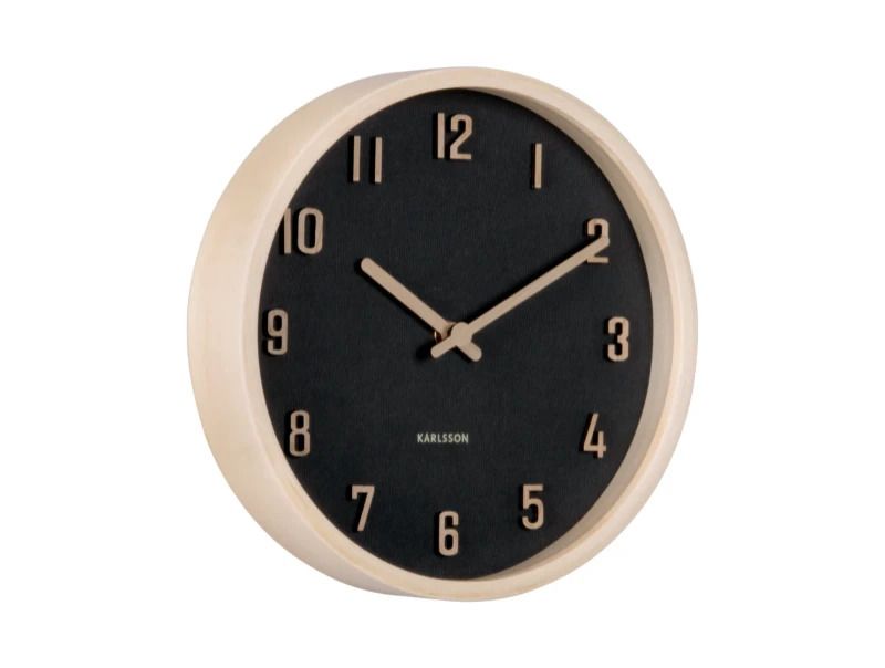 Karlsson Nervadura Wandklok | Ø22cm | Black w. light hout