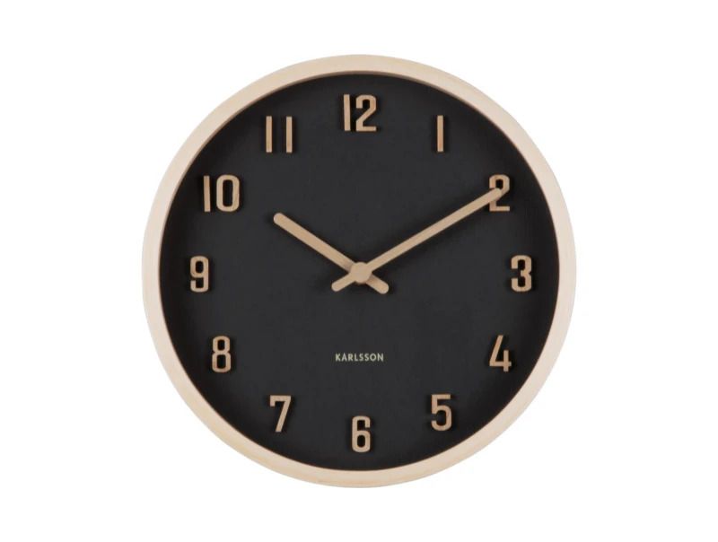 Karlsson Nervadura Wandklok | Ø22cm | Black w. light hout