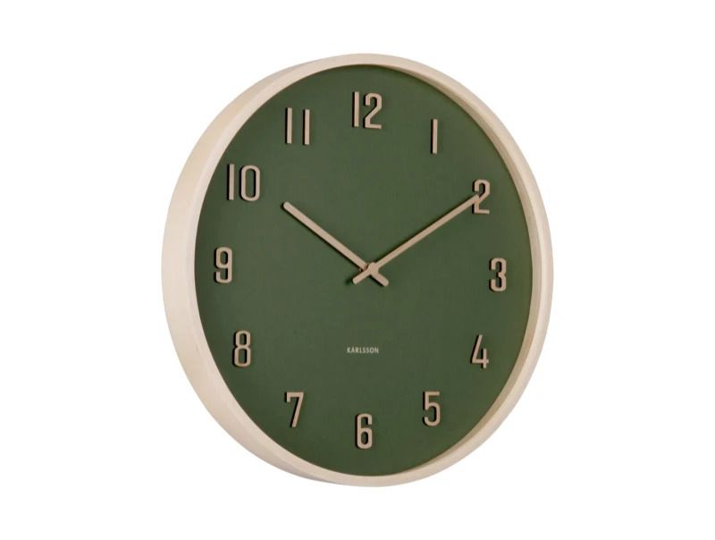 Karlsson Nervadura Wandklok | Ø40.8cm | Dark green w. light hout