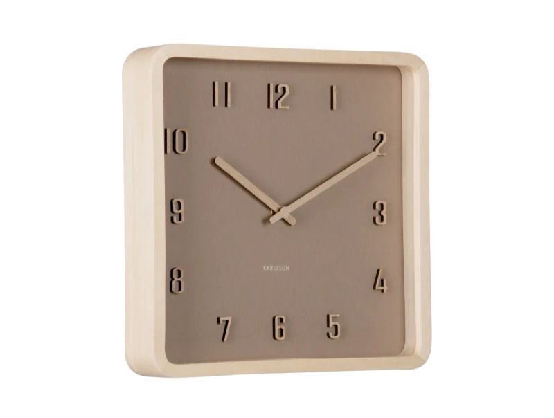 Karlsson Nervadura Wandklok | 26x26x5.3cm | Soft brown w. light hout