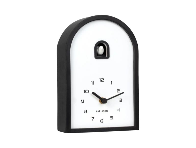 Karlsson Curva Cuckoo Wandklok | Met Koekoeksklok | 16.8x24.8x6.4cm | Black hout