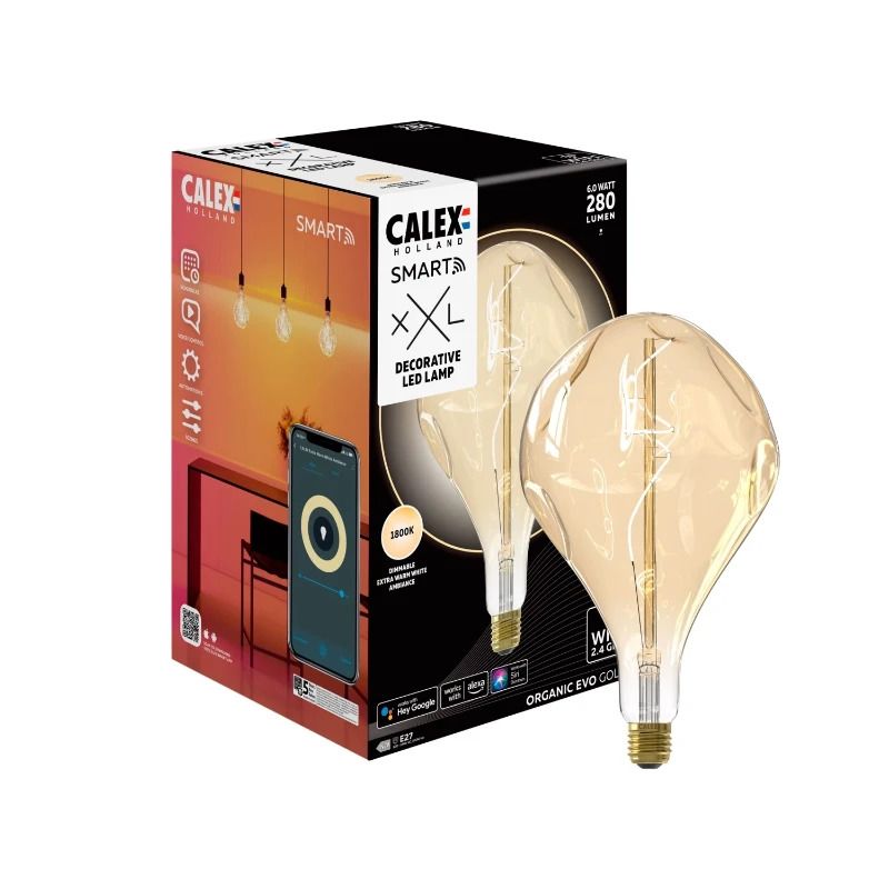 Calex Smart Organic Evo Gold Flex Filament 220-240V 6W 280lm 1800K E27 dimbaar via app