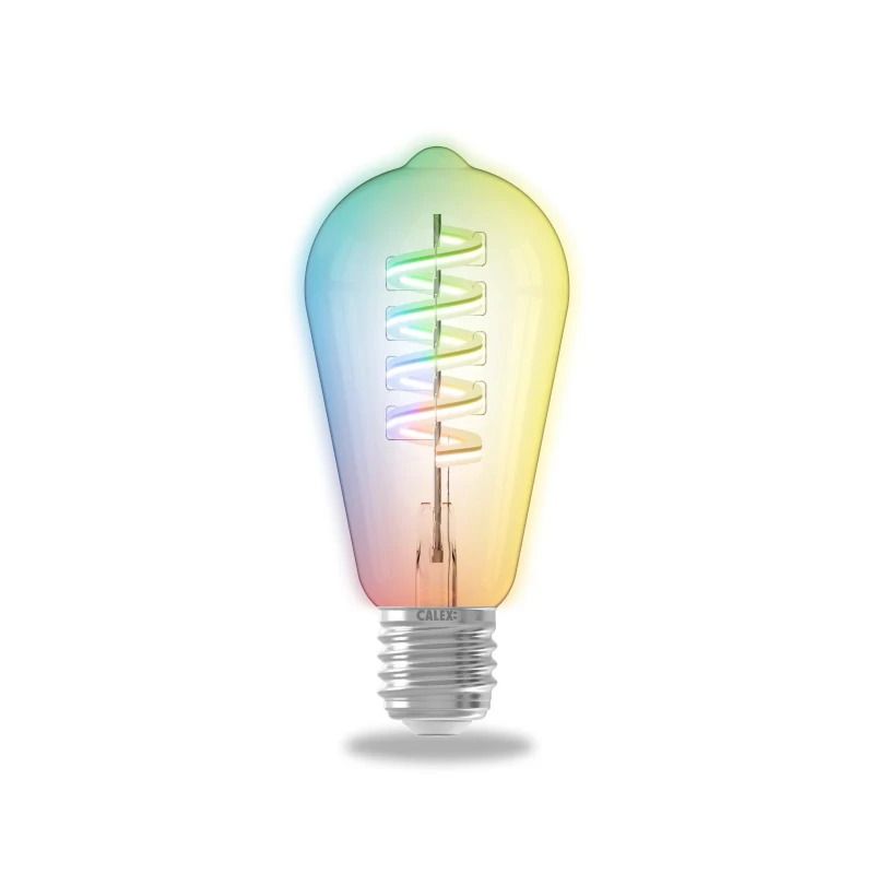 Calex Smart Rustiek ST64 Helder Flex Filament 220-240V 4,9W 280lm RGB + 1800K E27 dimbaar via app