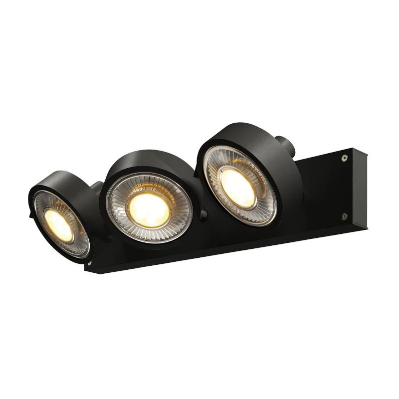 SLV LED Plafond- Wandlamp | 3X GU10 Max 75W | IP20 Dimbaar Zwart | KALU