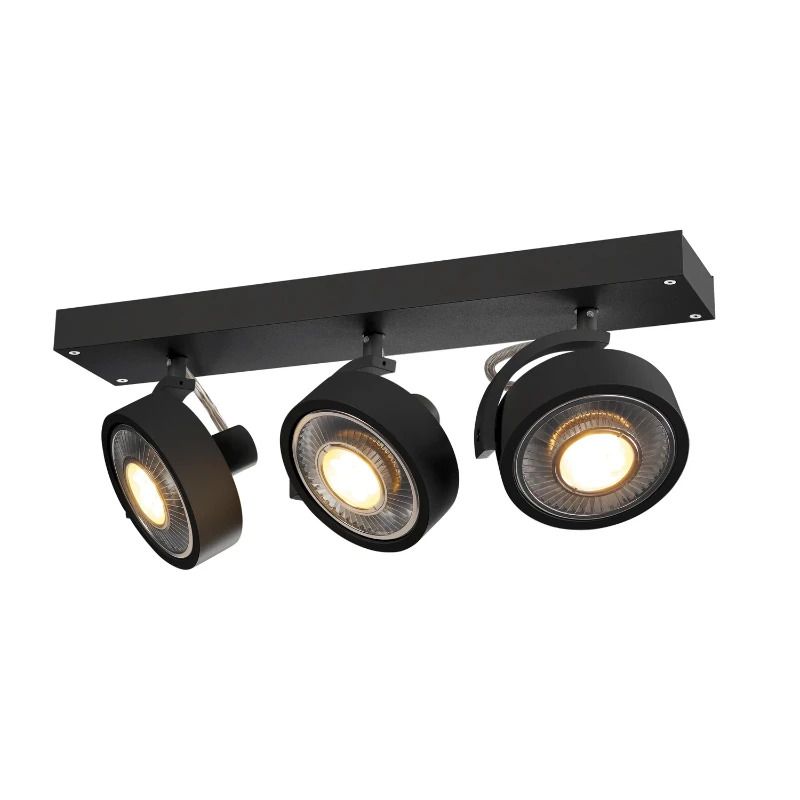 SLV LED Plafond- Wandlamp | 3X GU10 Max 75W | IP20 Dimbaar Zwart | KALU