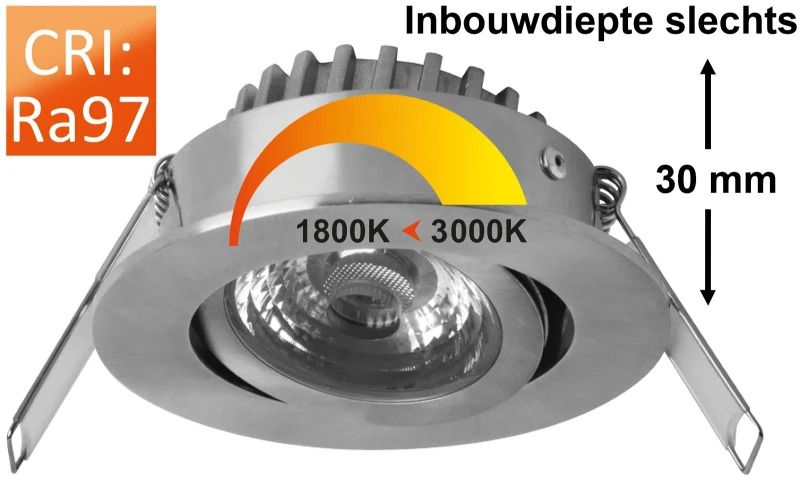 Megaman LED Downlighter Ø68mm | RICO DtW 6/50W RVS RA971800K/3000K 500lm 918/930 | IP44