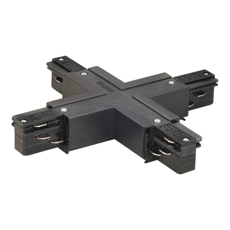 SLV Onderdeel | EUTRAC X-verbinder met voedingsmogelijkheid, zwart | EUTRAC SYSTEM