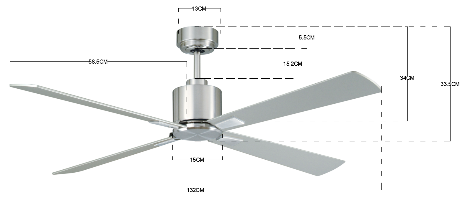 Beacon Lucci Air Airfusion Climate | Plafondventilator 132cm Chrome/Silver 210520