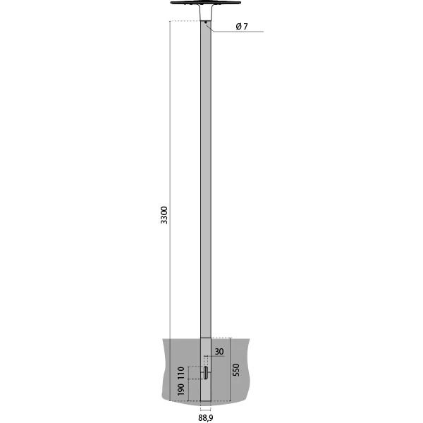 Performance in Lighting Lichtmast | SPILLO MAST MET GRONDSTUK D90H3300 ANTR-Mast Spillo INT. 3,3 m | 330cm Ø88.9mm