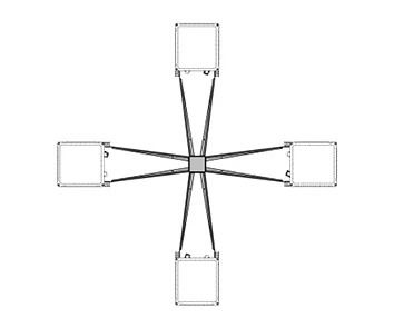 Performance in Lighting | SQUARE+1 PAALTOPBEUGEL QUATTRO 4X90° A0308/4-90° Ø60-76MM | 14110896