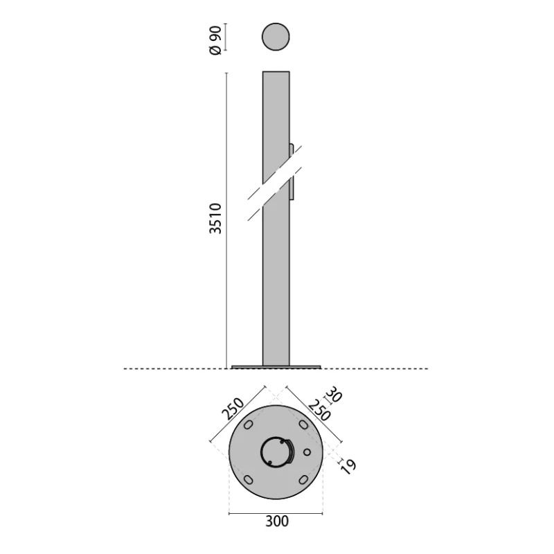 Performance in Lighting Onderdeel | SYSTEMPARK MAST+FLENS A0474/304-3.5MTR D90 RVS | 14098704