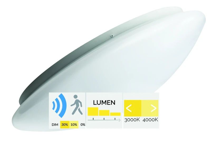 Megaman LED Opbouwarmatuur Ø390mm | 19W 3000K/4000K 1000lm 830/840 | IP44 Sensor | MM11908