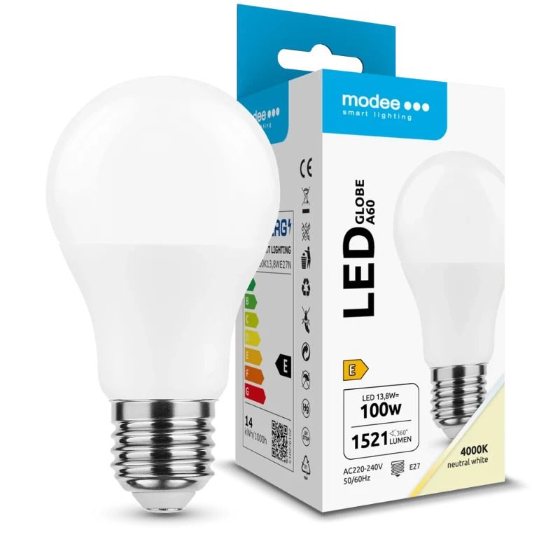 100x Modee LED Lamp E27 | 13.8W 4000K 840 1521Lm | 360°