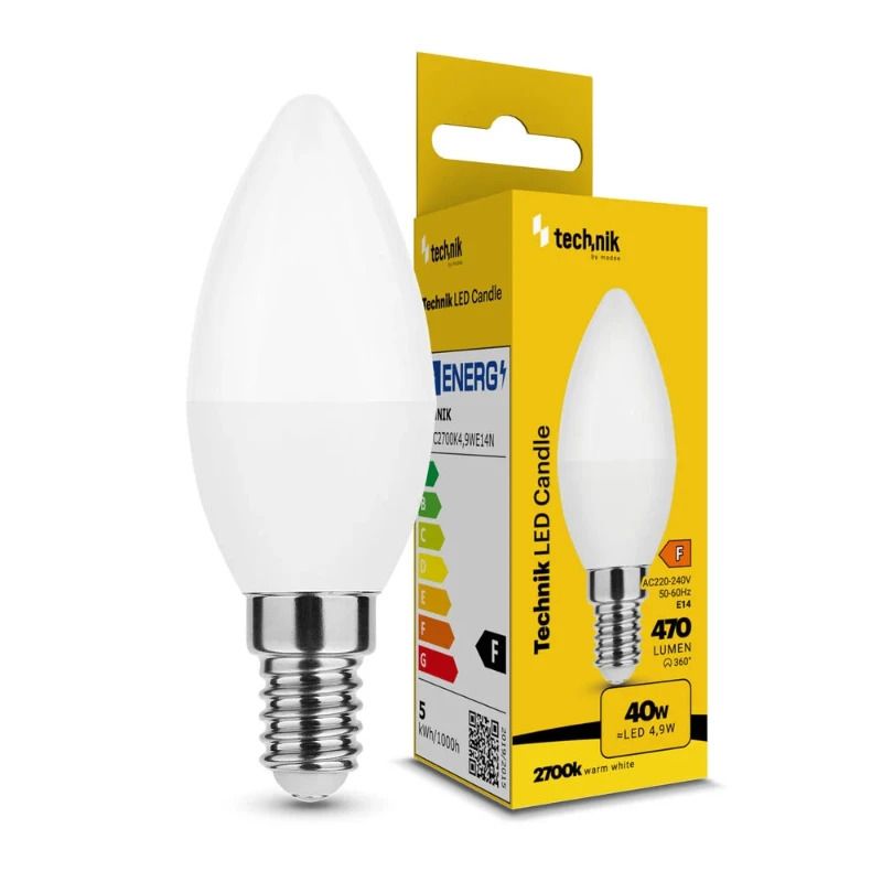 100x Technik LED Kaarslamp E14 | 4.9W 2700K 827 470Lm | 200°
