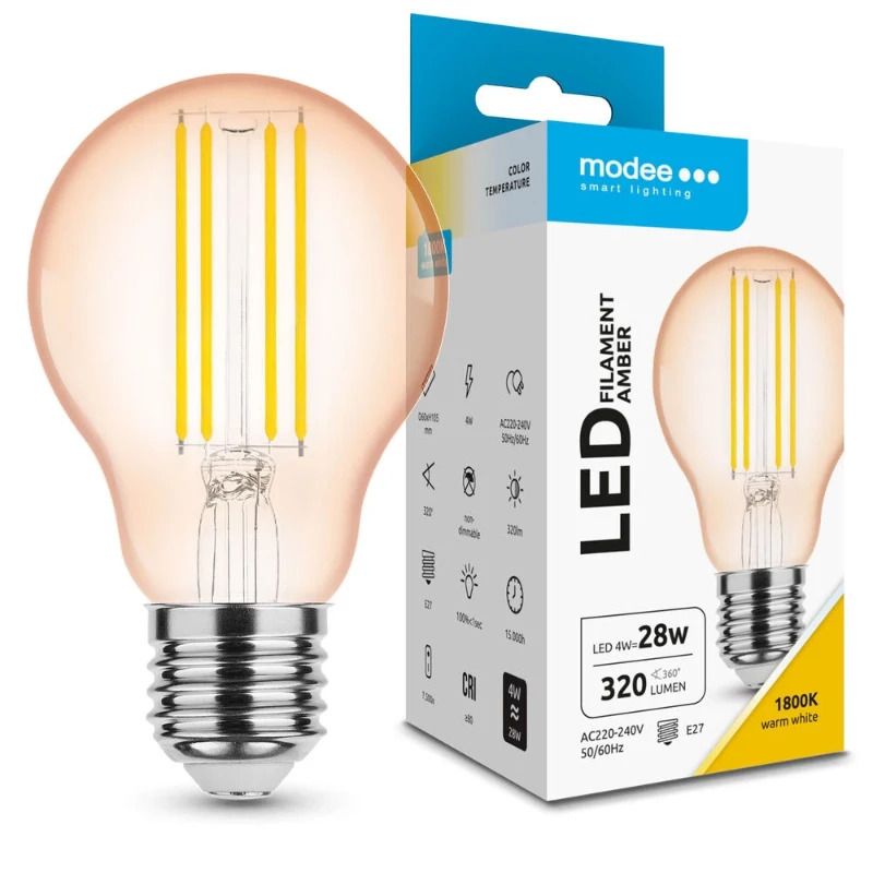 100x Modee LED Lamp E27 | 4W Amber 1800K 818 360Lm | 320°