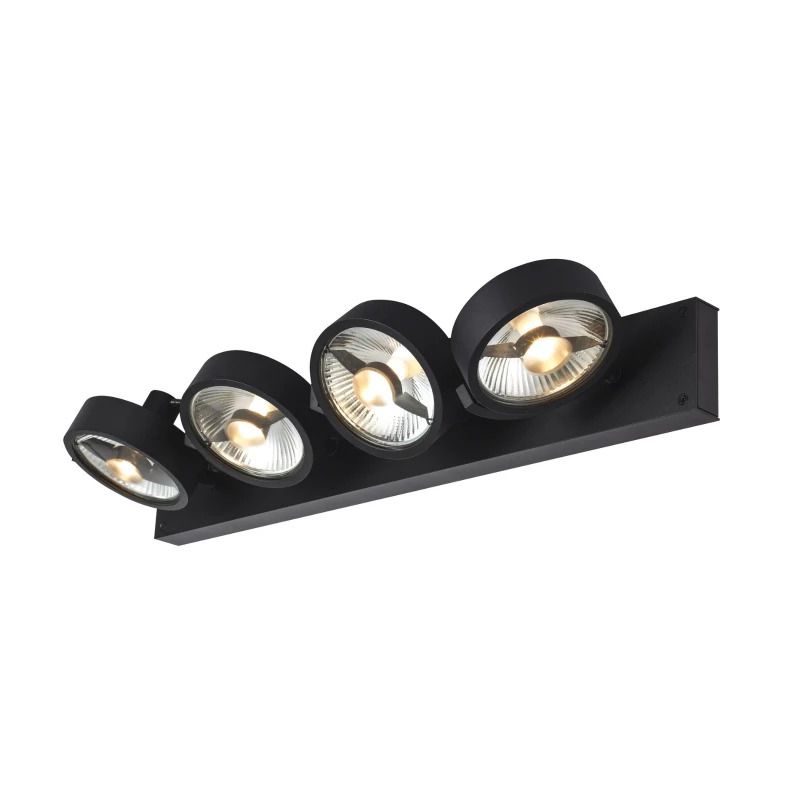 SLV LED Plafond- Wandlamp | 4X GU10 Max 75W | IP20 Dimbaar Zwart | KALU