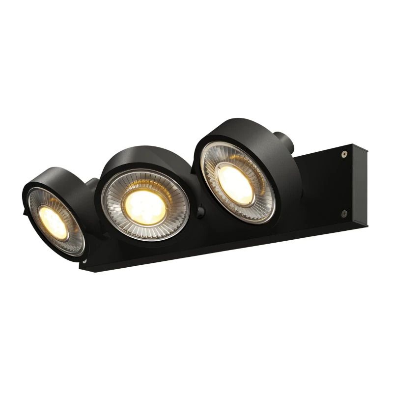 SLV LED Plafond- Wandlamp | 3X GU10 Max 75W  | IP20 Dimbaar Zwart | KALU