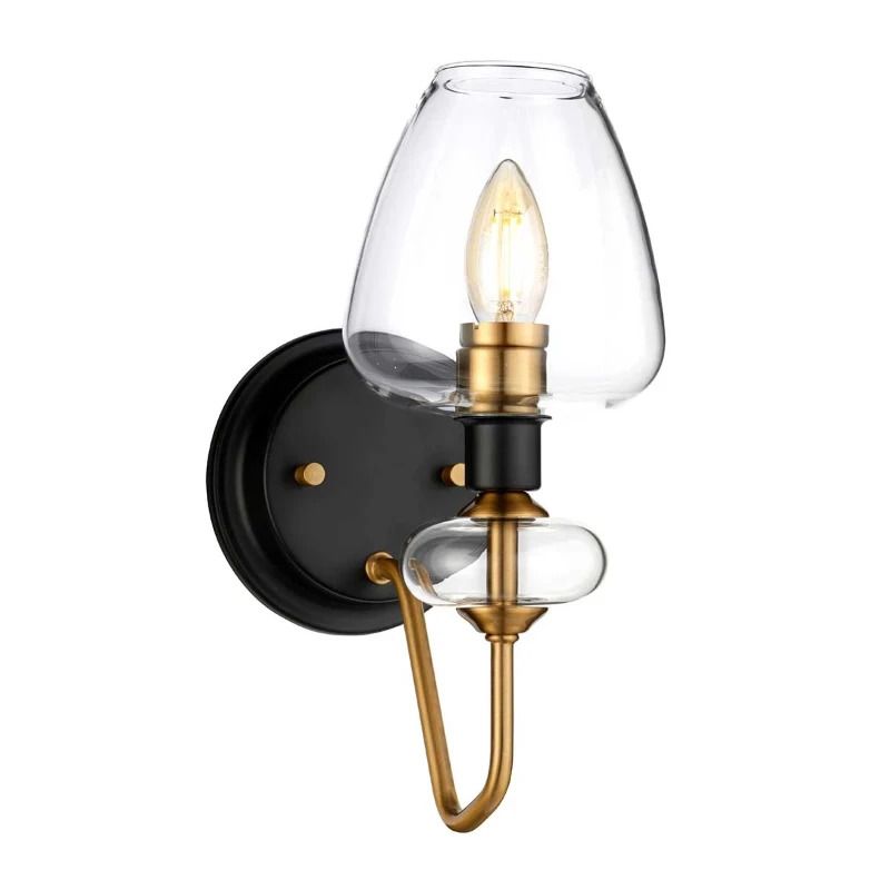 Elstead Lighting LED Wandlamp Armand | 1X E14 Max 40W | Aged Brass Plated & Charcoal Black Paint