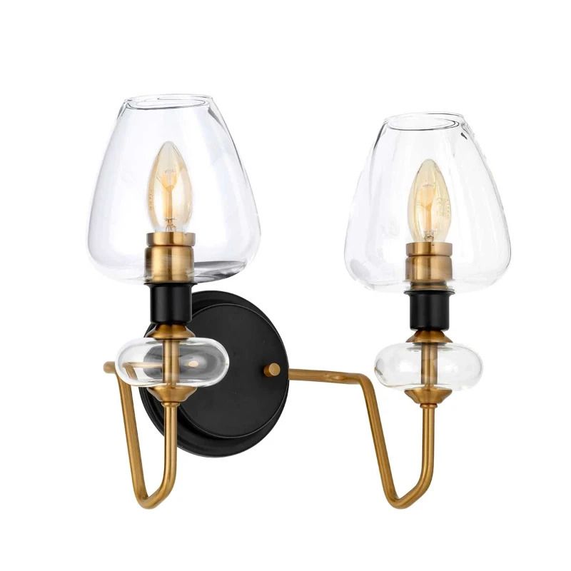 Elstead Lighting LED Wandlamp Armand | 2X E14 Max 40W | Aged Brass Plated & Charcoal Black Paint